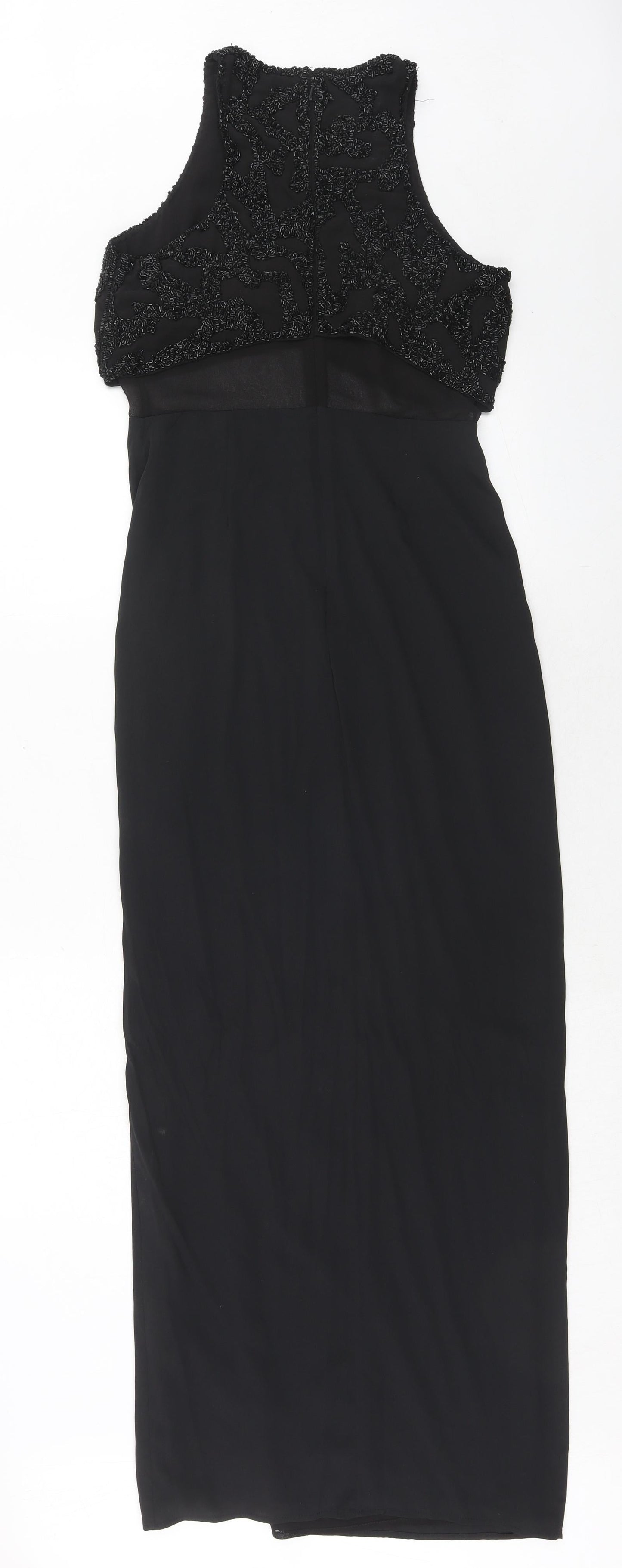 ASOS Womens Black Polyester Maxi Size 8 Round Neck Zip