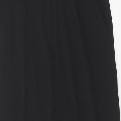 Brand and care label for ASOS women’s black polyester maxi, size UK 8, round neck zip