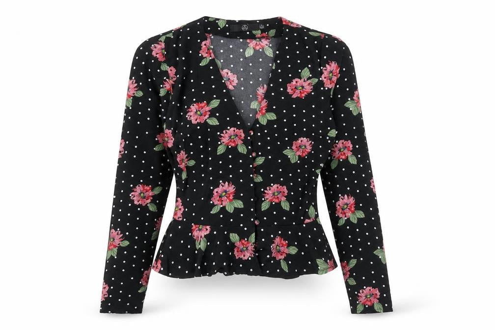Missguided Womens Black Geometric Polyester Basic Blouse Size 6 V-Neck