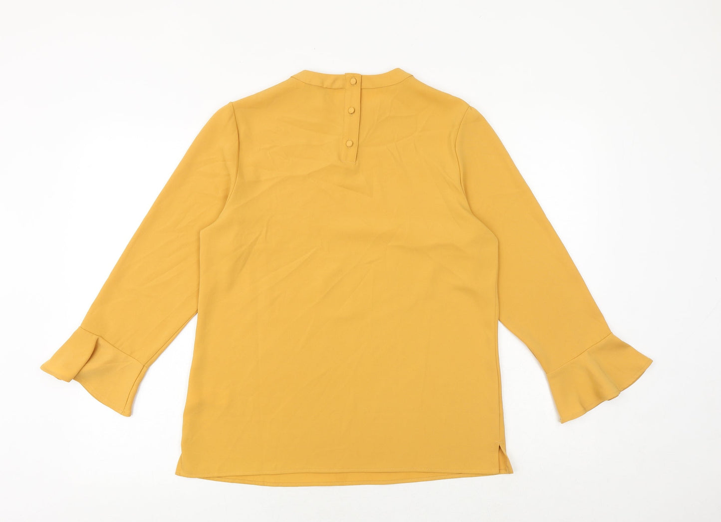 NEXT Womens Yellow Polyester Basic Blouse Size 10 Round Neck