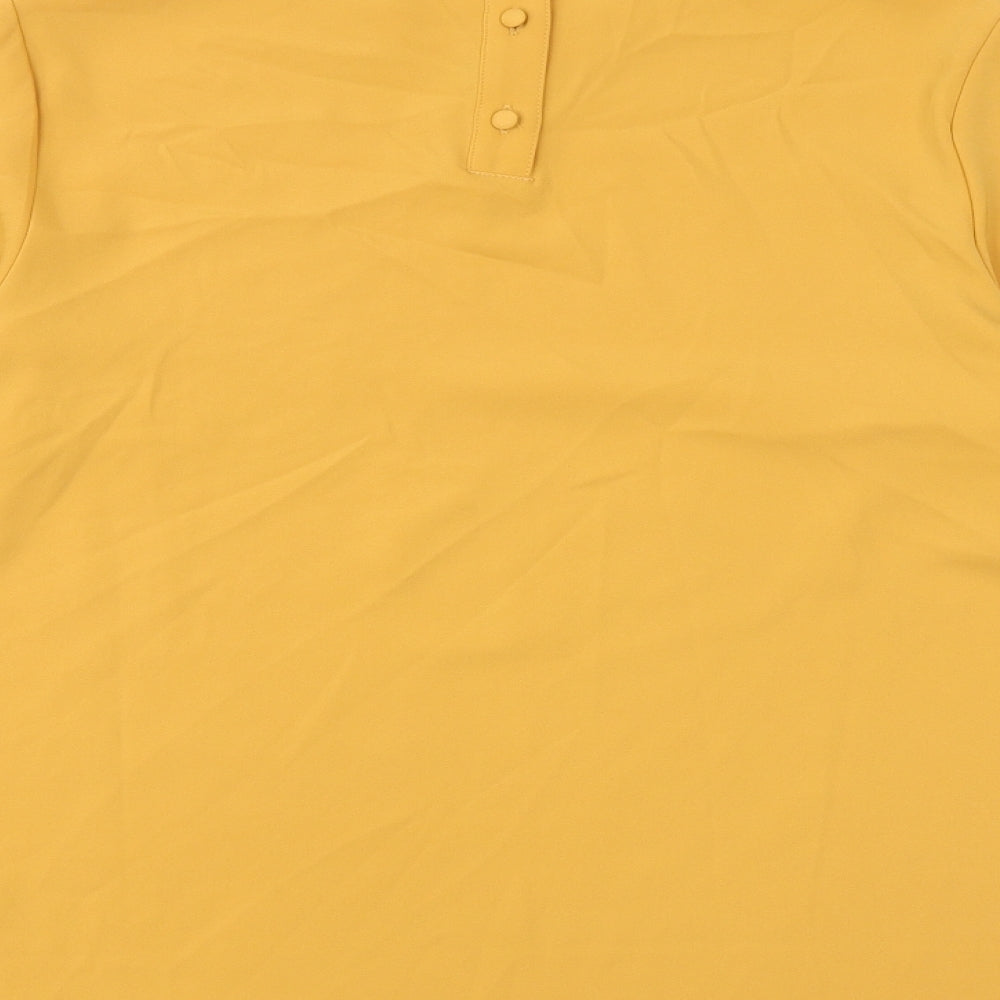 NEXT Womens Yellow Polyester Basic Blouse Size 10 Round Neck