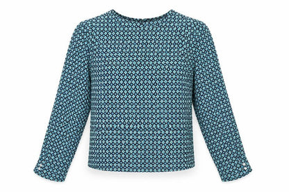 H&M Womens Green Geometric Polyester Basic Blouse Size 8 Round Neck
