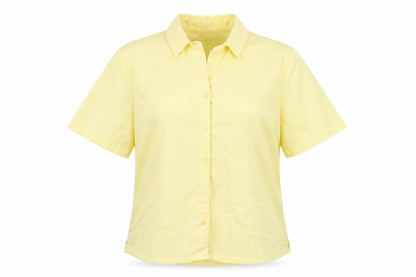 EWM Womens Yellow Polyester Basic Button-Up Size 14 Collared