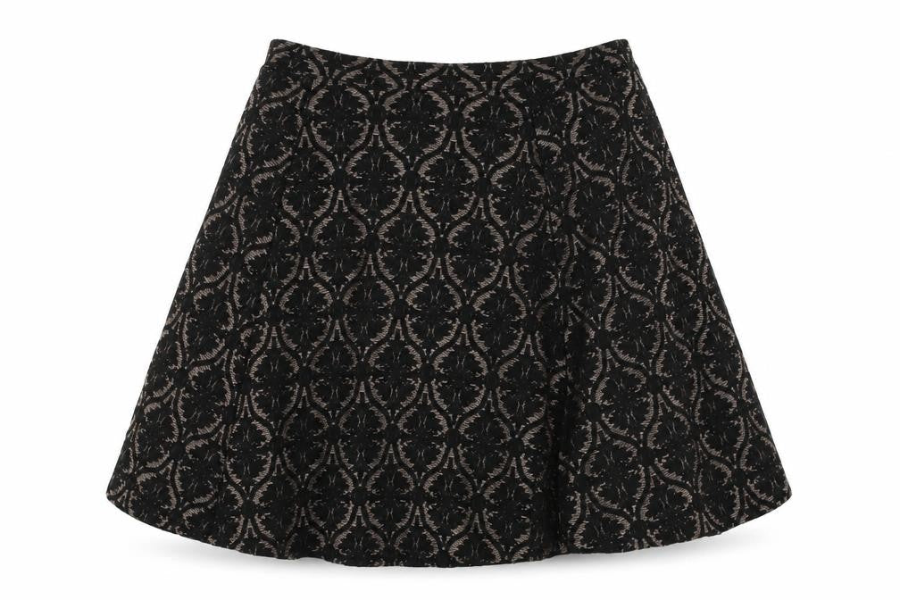 Marks & Spencer Womens Black Geometric Polyester Swing Skirt Size 28 in