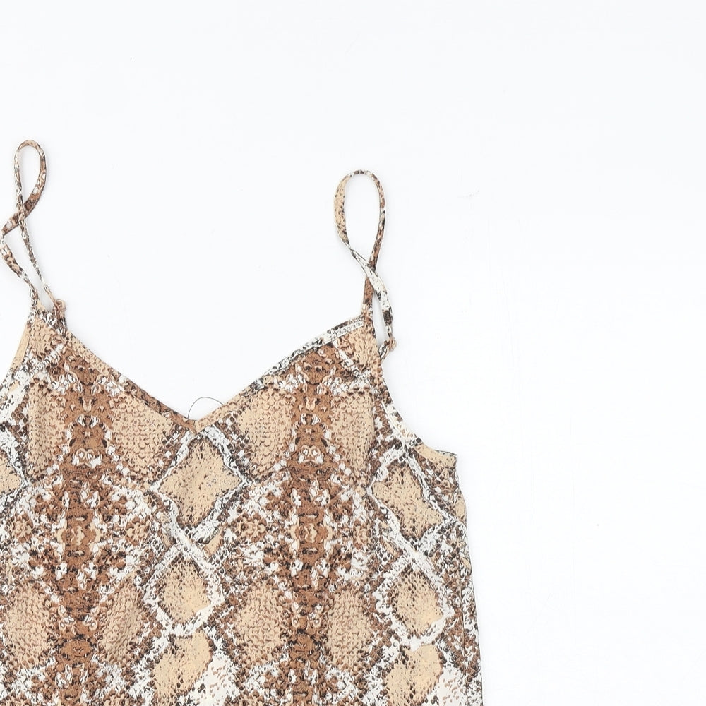 Marks and Spencer Womens Brown Animal Print Polyester Camisole Tank Size 6 V-Neck - Snake Print