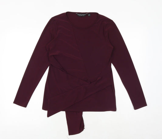 Dorothy Perkins Womens Red Polyester Basic T-Shirt Size 12 Boat Neck - Front Detail