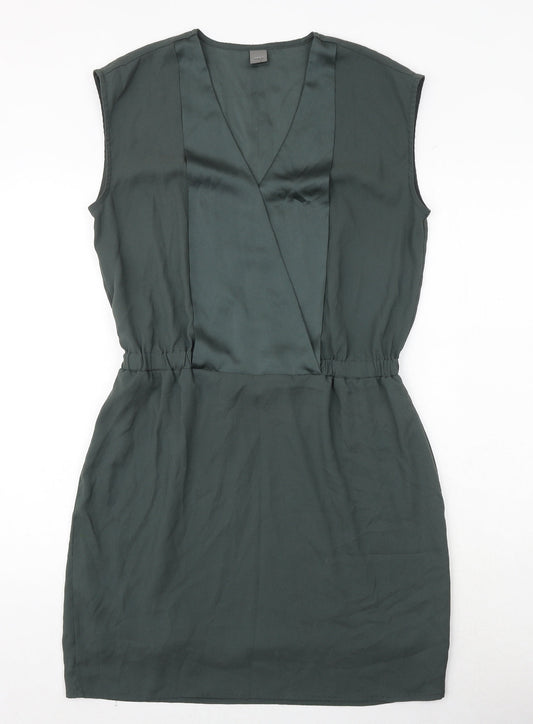 Simply Yass Womens Green Polyester Shift Size L V-Neck Pullover