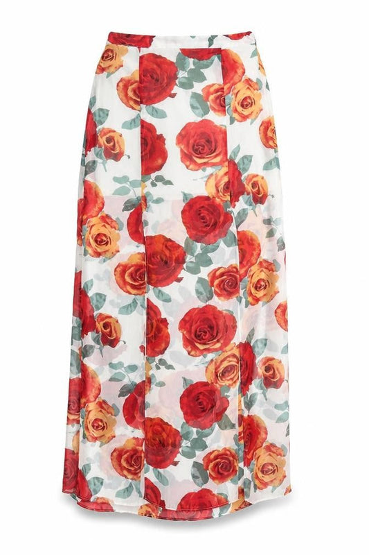 Forever 21 Womens White Floral Polyester Maxi Skirt Size S Zip