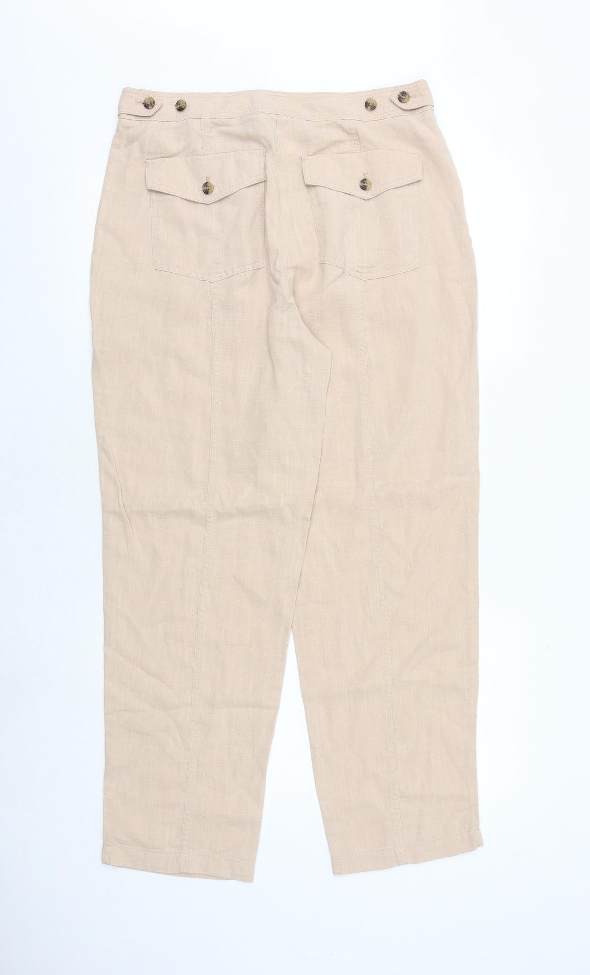 Per Una Womens Pink Flax Trousers Size 12 Extra-Slim Zip