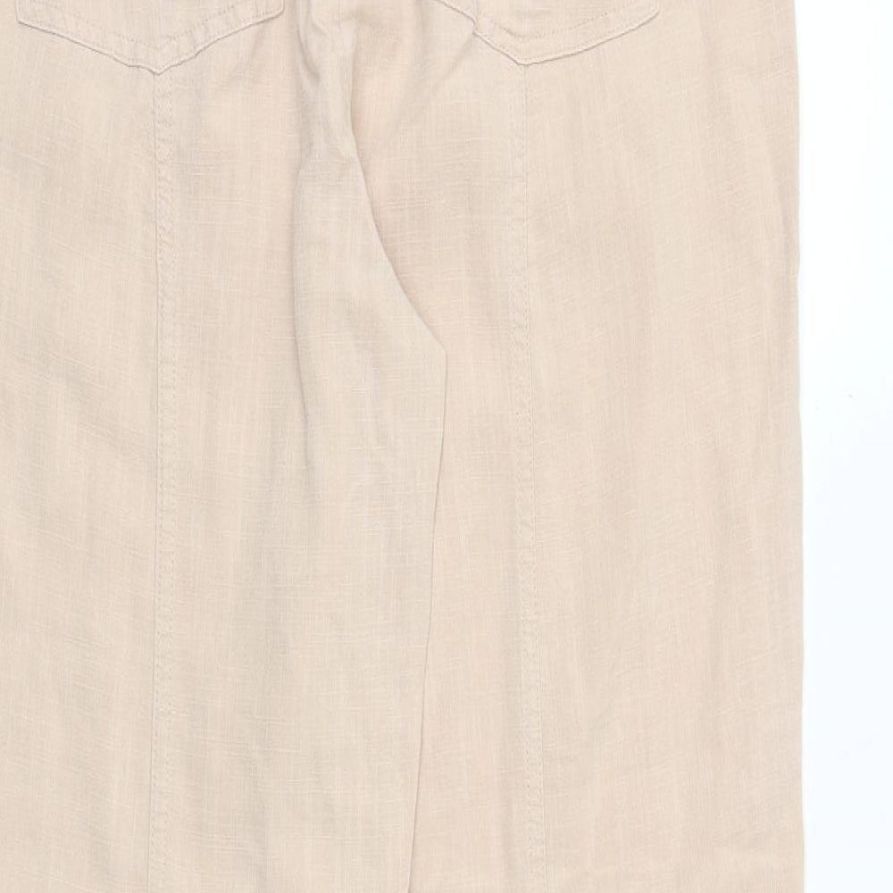 Per Una Womens Pink Flax Trousers Size 12 Extra-Slim Zip