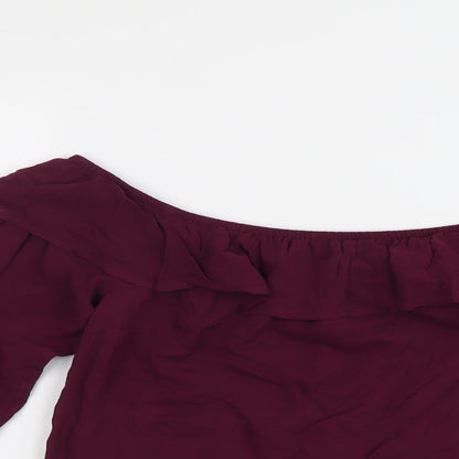 Oasis Womens Purple Viscose Basic Blouse Size 12 Round Neck