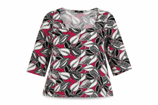 Marks and Spencer Womens Multicoloured Geometric Viscose Basic Blouse Size 14 Square Neck
