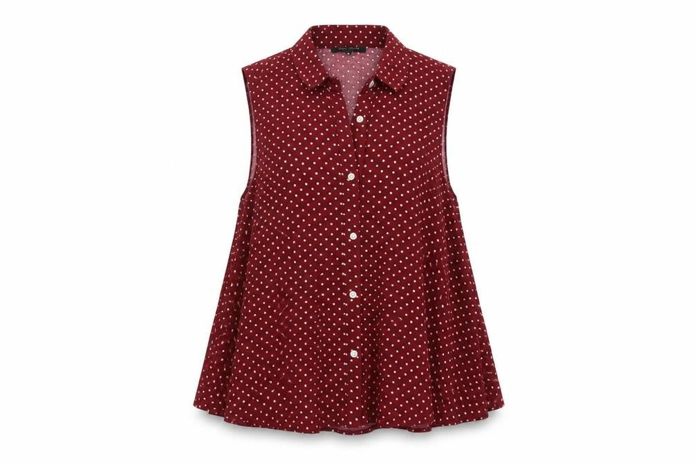 River Island Womens Red Striped Viscose Basic Button-Up Size 8 Collared