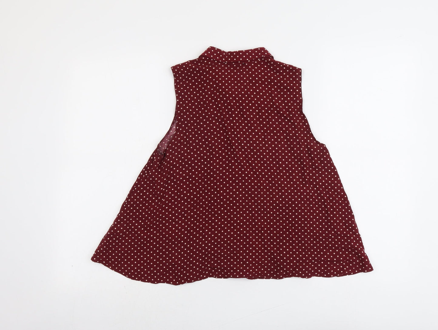 River Island Womens Red Striped Viscose Basic Button-Up Size 8 Collared