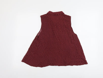 River Island Womens Red Striped Viscose Basic Button-Up Size 8 Collared