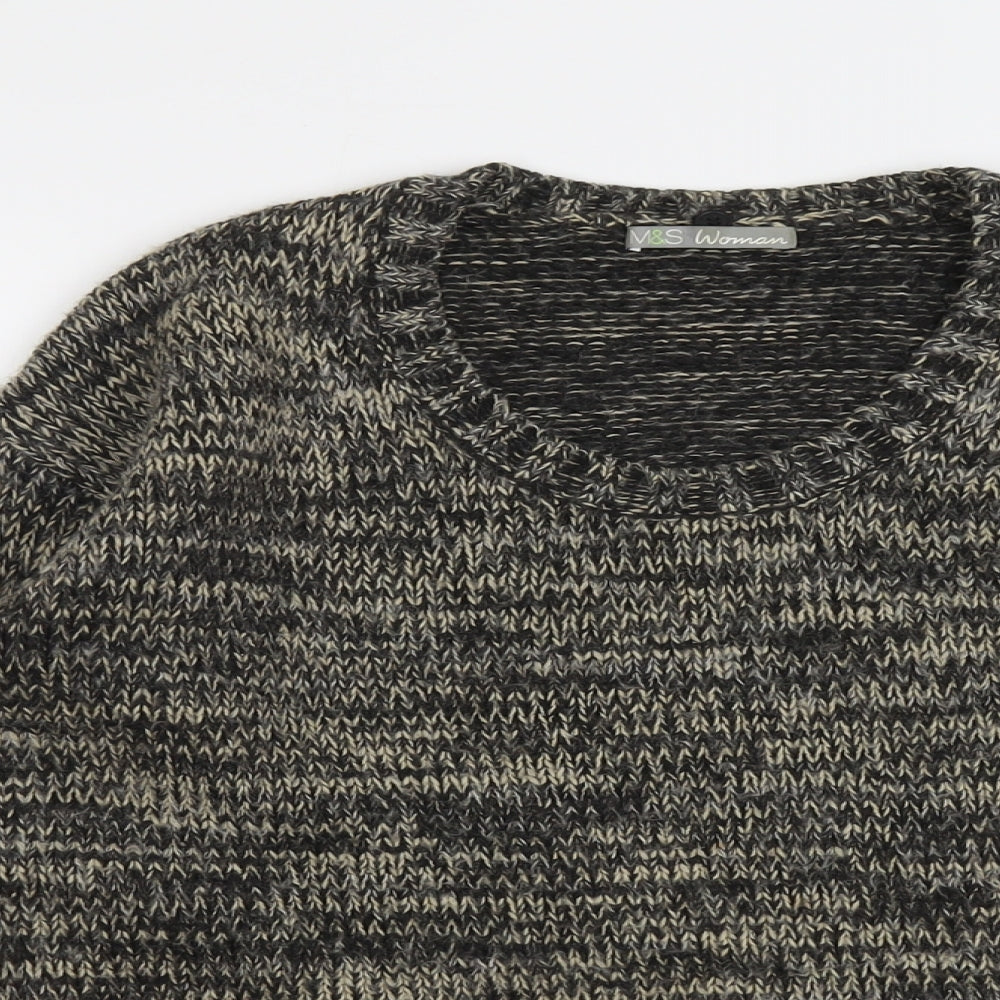 Marks and Spencer Womens Brown Round Neck Acrylic Pullover Jumper Size 8