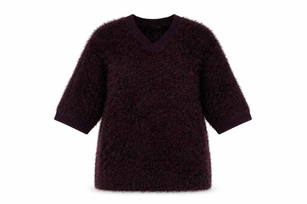 Marks & Spencer Womens Purple V-Neck Polyamide Pullover Jumper Size 14