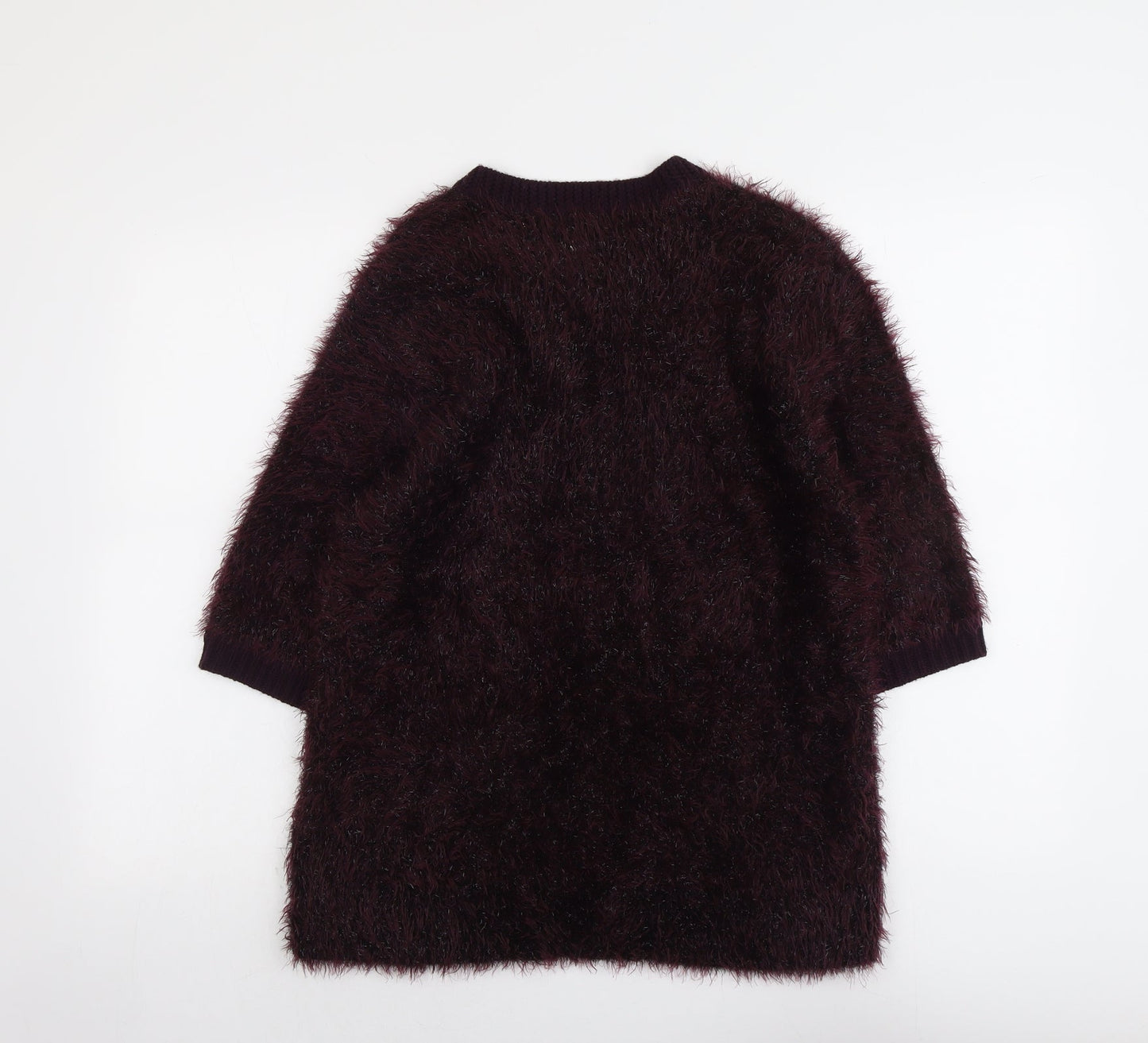 Marks and Spencer Womens Purple V-Neck Polyamide Pullover Jumper Size 14