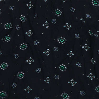 Marks & Spencer Womens Blue Geometric Viscose Basic Blouse Size 12 Boat Neck