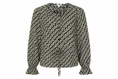 Per Una Womens Black Geometric Viscose Basic Blouse Size 8 Round Neck