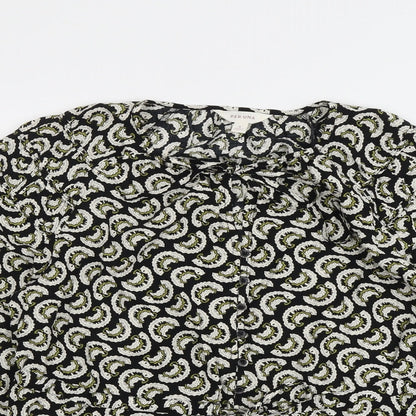 Per Una Womens Black Geometric Viscose Basic Blouse Size 8 Round Neck