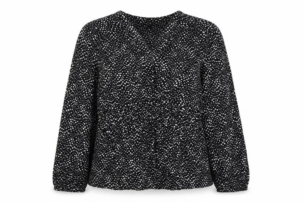 Per Una Womens Black Geometric Viscose Basic Blouse Size 12 V-Neck