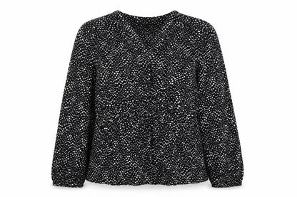 Per Una Womens Black Geometric Viscose Basic Blouse Size 12 V-Neck
