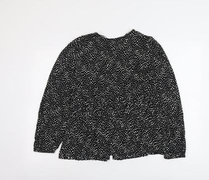 Per Una Womens Black Geometric Viscose Basic Blouse Size 12 V-Neck