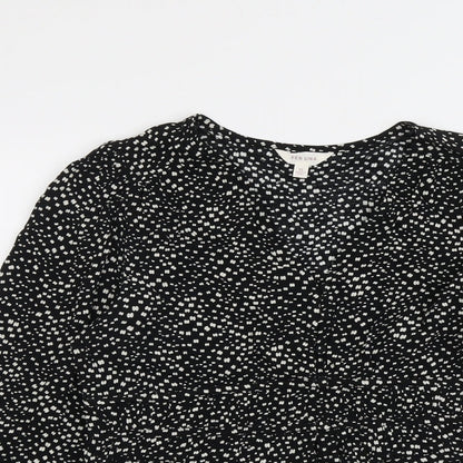 Per Una Womens Black Geometric Viscose Basic Blouse Size 12 V-Neck