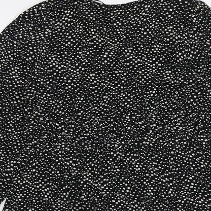 Per Una Womens Black Geometric Viscose Basic Blouse Size 12 V-Neck