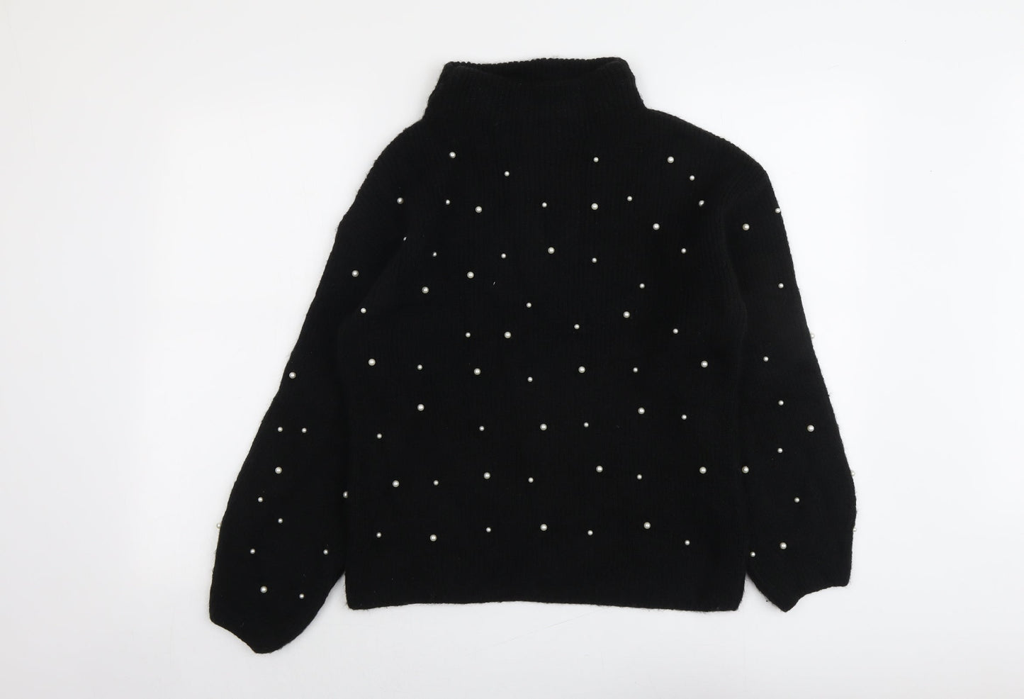 Marks and Spencer Womens Black High Neck Acrylic Pullover Jumper Size S