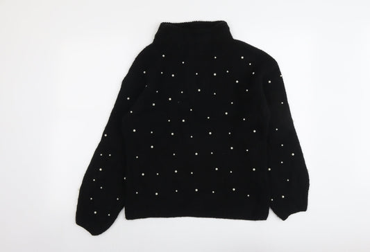 Marks and Spencer Womens Black High Neck Acrylic Pullover Jumper Size S