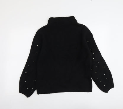 Marks & Spencer Womens Black High Neck Acrylic Pullover Jumper Size S