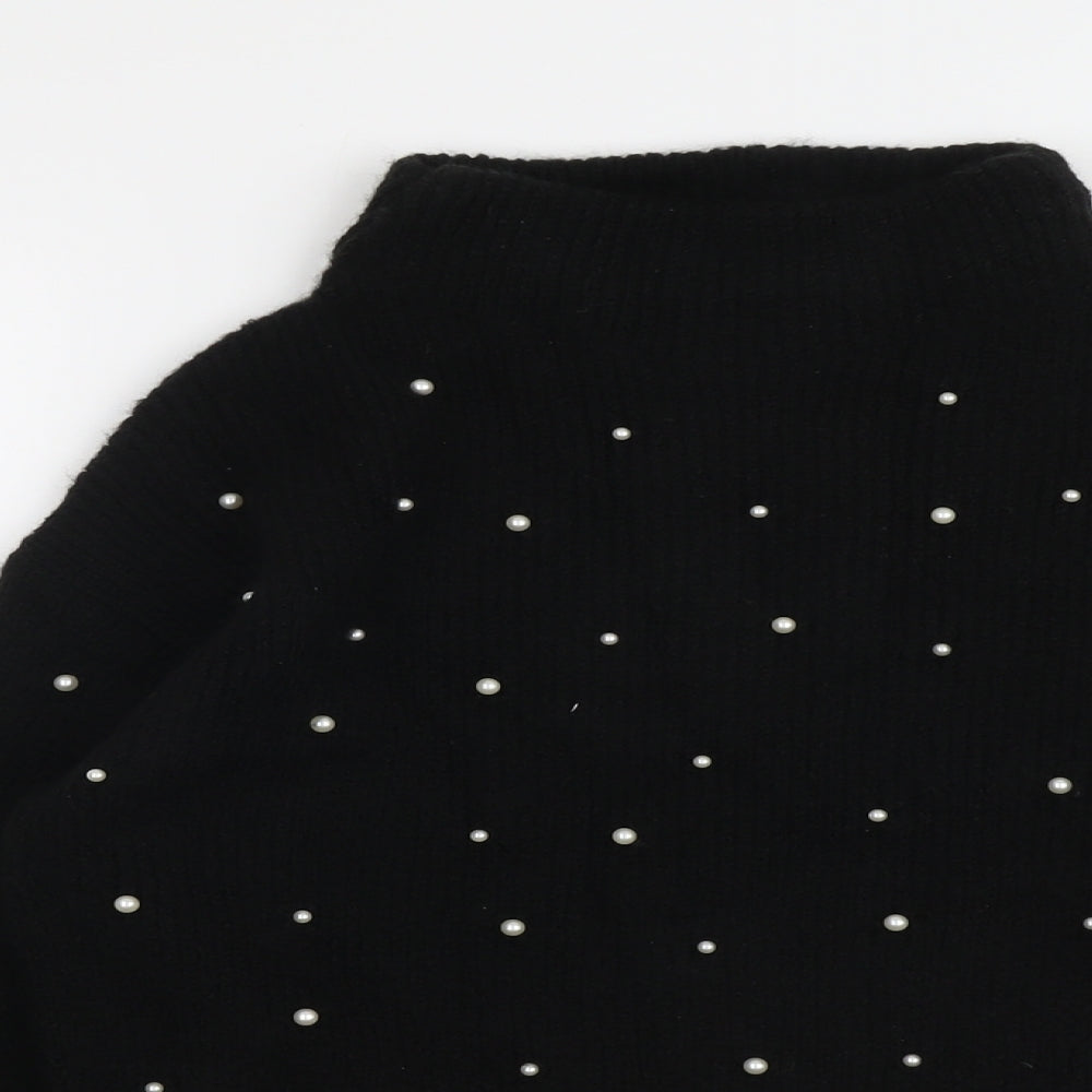 Marks and Spencer Womens Black High Neck Acrylic Pullover Jumper Size S