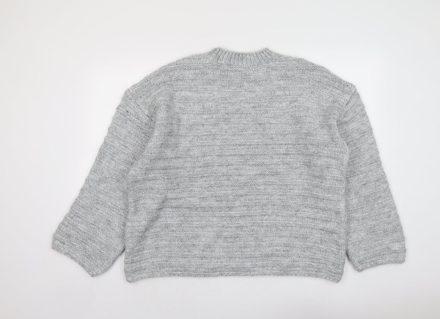 Marks and Spencer Womens Grey Round Neck Acrylic Pullover Jumper Size XL
