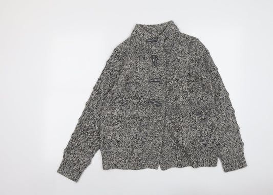 Debenhams Womens Grey High Neck Acrylic Cardigan Jumper Size 12