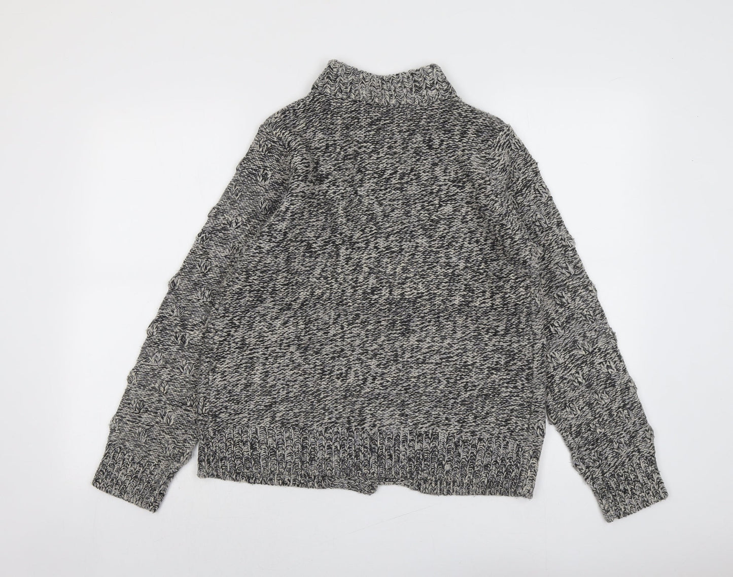 Debenhams Womens Grey High Neck Acrylic Cardigan Jumper Size 12