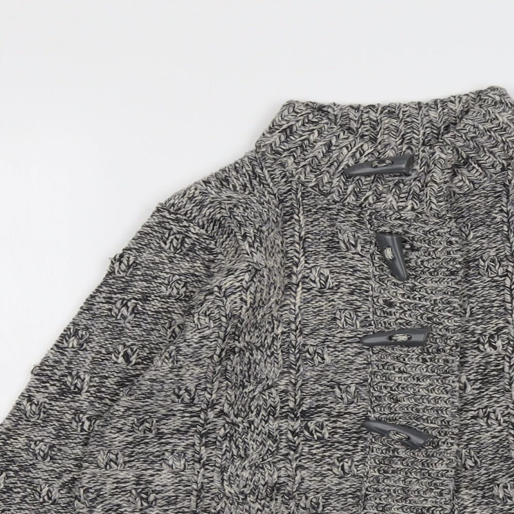 Debenhams Womens Grey High Neck Acrylic Cardigan Jumper Size 12