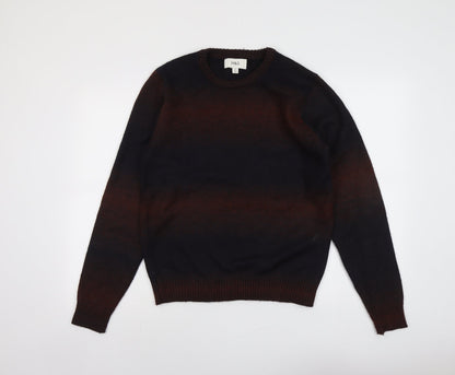 Marks & Spencer Mens Brown Round Neck Geometric Polyester Pullover Jumper Size S Long Sleeve - Colourblock