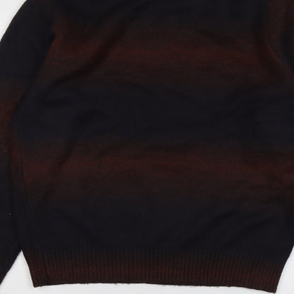 Marks & Spencer Mens Brown Round Neck Geometric Polyester Pullover Jumper Size S Long Sleeve - Colourblock