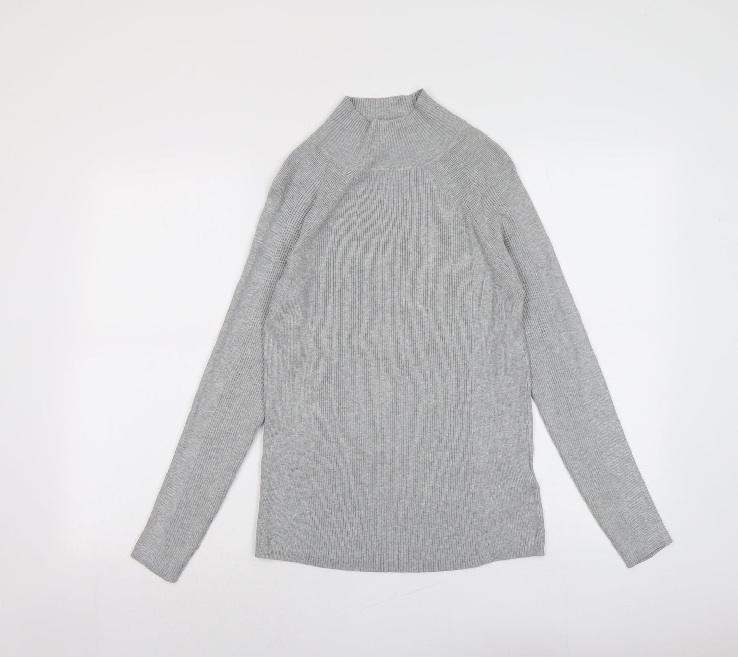 Marks and Spencer Womens Grey High Neck Viscose Pullover Jumper Size 10