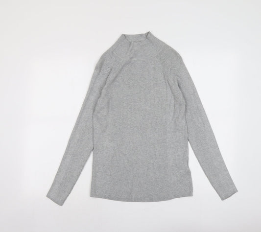 Marks and Spencer Womens Grey High Neck Viscose Pullover Jumper Size 10