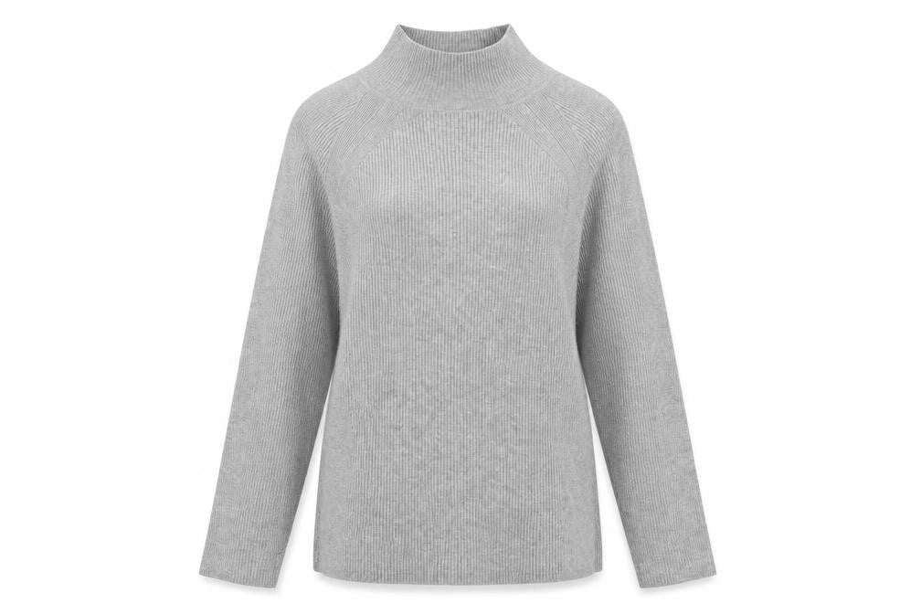 Marks & Spencer Womens Grey High Neck Viscose Pullover Jumper Size 10