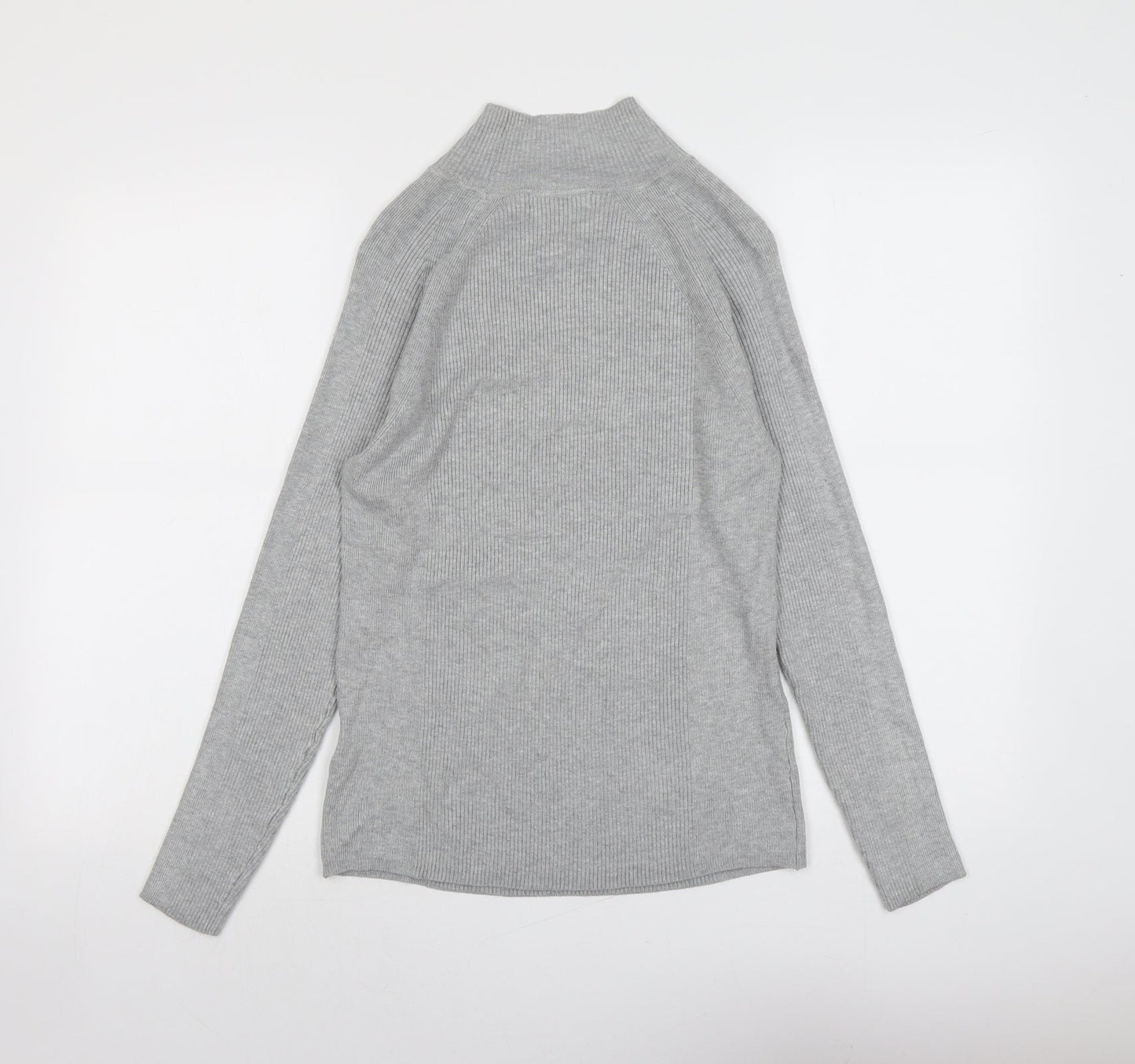 Marks and Spencer Womens Grey High Neck Viscose Pullover Jumper Size 10