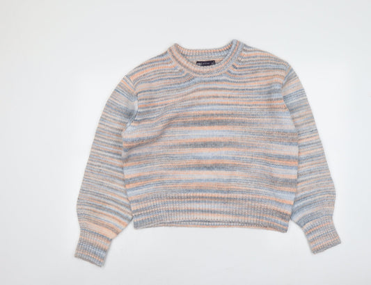 Marks and Spencer Womens Multicoloured Round Neck Striped Acrylic Pullover Jumper Size M