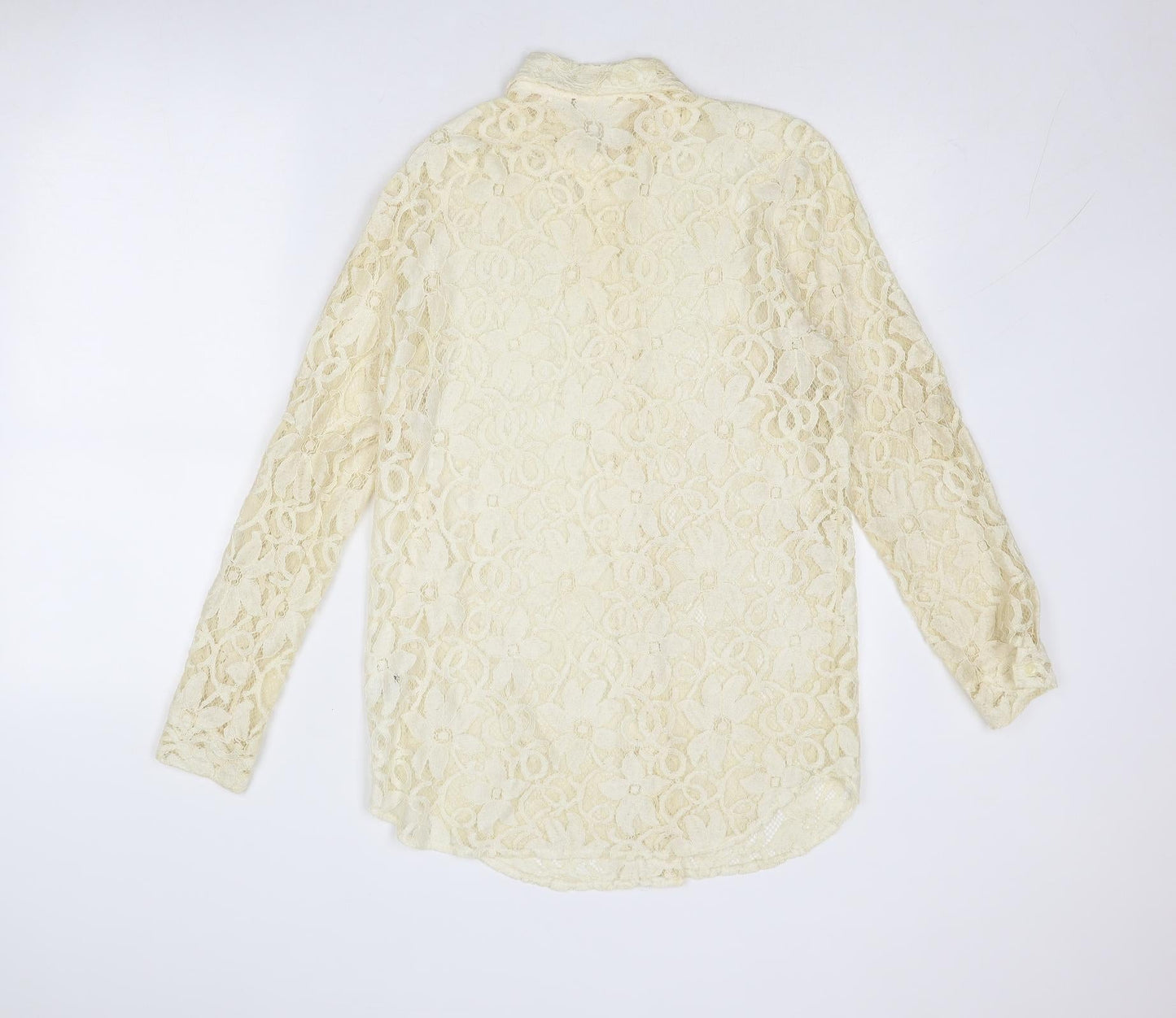Kaleidoscope Womens Beige Viscose Basic Button-Up Size 12 Collared