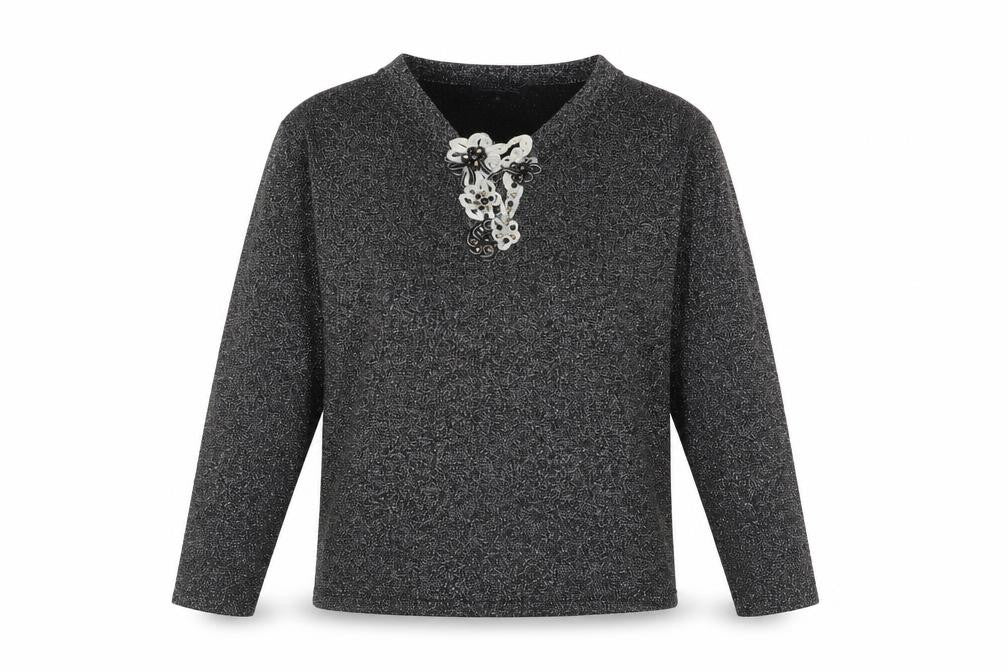 Frank Saul Womens Silver V-Neck Viscose Pullover Jumper Size M