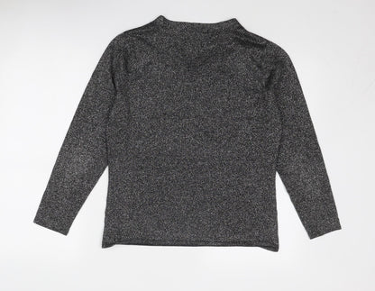 Back view of Frank Saul Silver V-Neck Viscose jumper, size M
