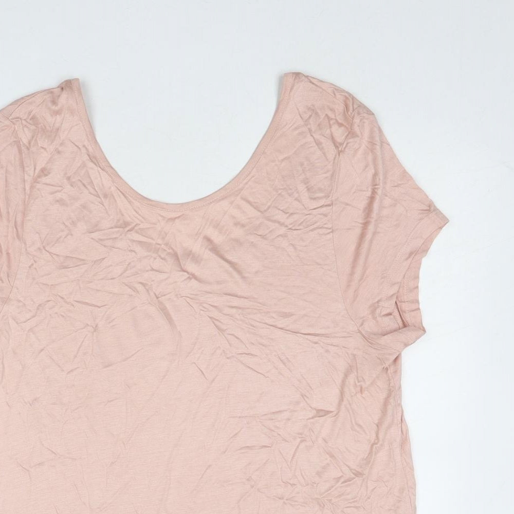 Body Flirt Womens Pink Viscose Basic T-Shirt Size M Scoop Neck