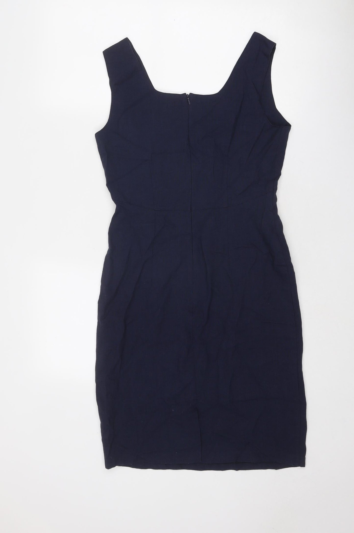 NEXT Womens Blue Polyester Shift Size 12 Square Neck Zip